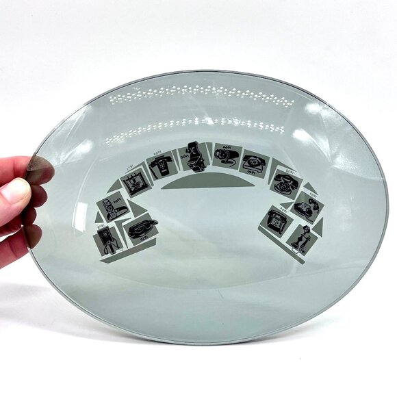 Bell System Telephone Memorabilia Smoked Glass Dish Spindle Decor - Picture 5 of 9